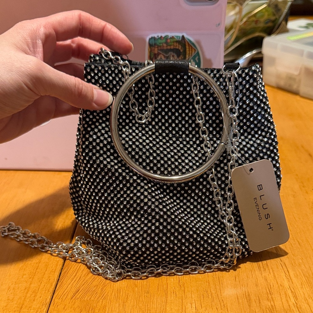 Blush Black and Silver Ring Clutch